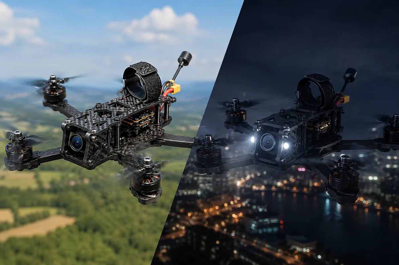 Front-mounted EO Day/Night camera on kamikaze drone with live video feed