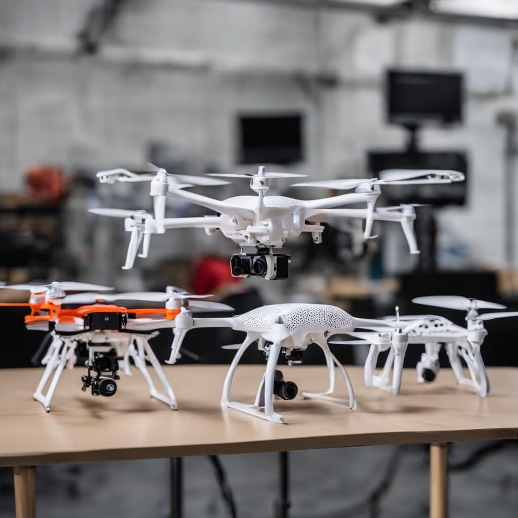 Display of 3D printed drone designs in Indian R&D lab