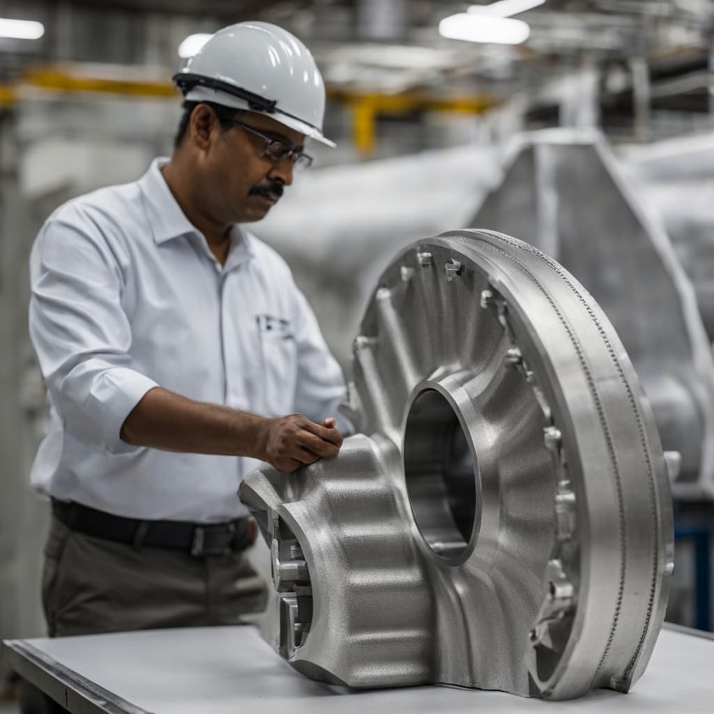 Large SLA printed aerospace component being inspected